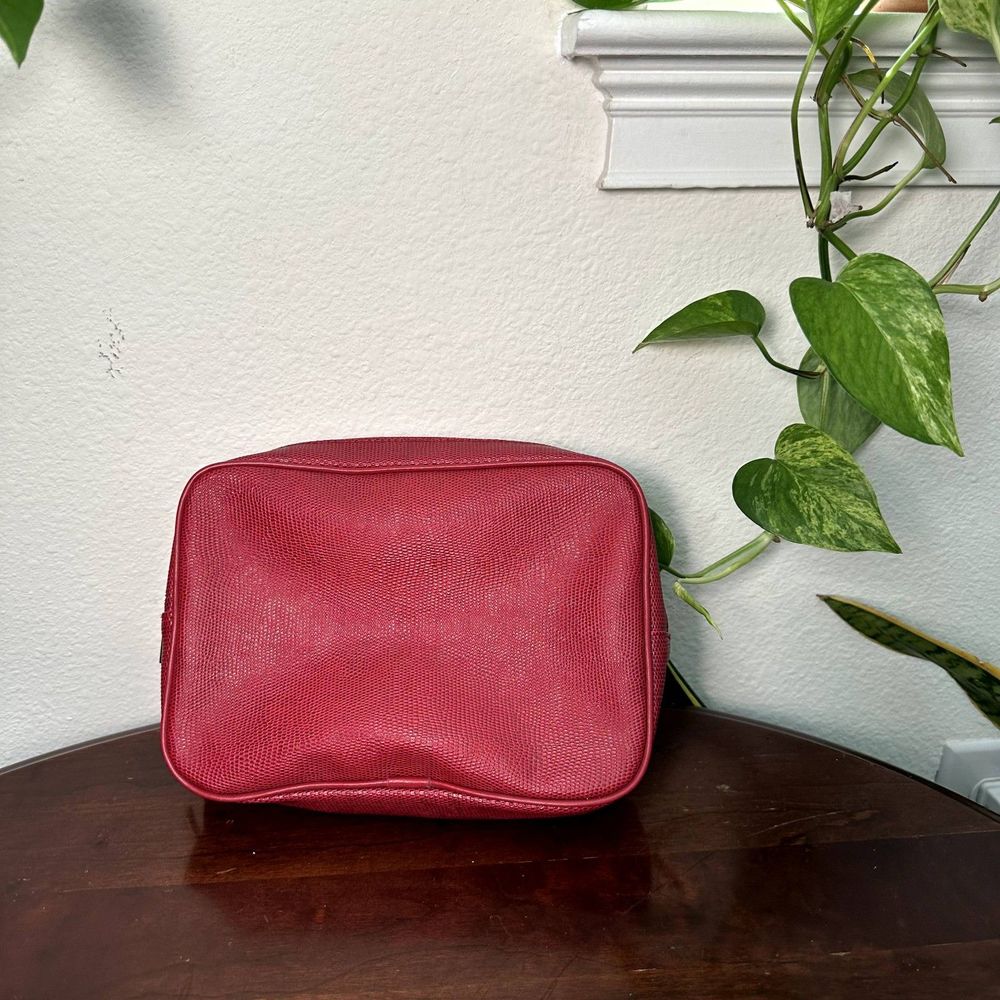 Estée Lauder Red Python Cosmetic Bag – 8.5"x6"x1.5" Zippered Makeup Travel Pouch